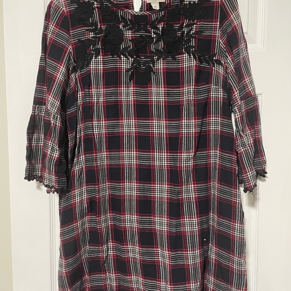 Caslon Red and Black Plaid Mini Dress